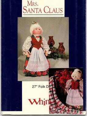 Whimsy Mrs. Santa Claus 27" Folk Doll Pattern Uncut Vintage